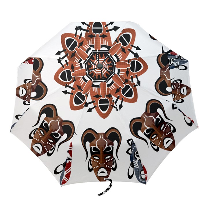 Tribal-masks-african-culture-set Folding Umbrellas