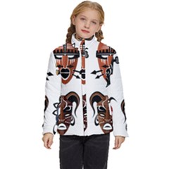 Tribal-masks-african-culture-set Kids  Puffer Bubble Jacket Coat by 99art