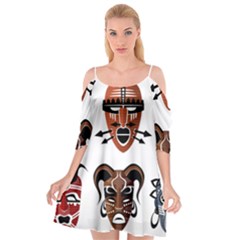 Tribal-masks-african-culture-set Cutout Spaghetti Strap Chiffon Dress by 99art