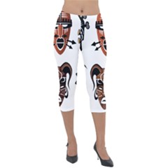 Tribal-masks-african-culture-set Lightweight Velour Capri Leggings  by 99art