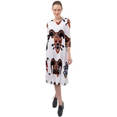 Tribal-masks-african-culture-set Ruffle End Midi Chiffon Dress by 99art