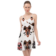 Tribal-masks-african-culture-set Summer Time Chiffon Dress by 99art