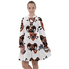 Tribal-masks-african-culture-set All Frills Chiffon Dress by 99art