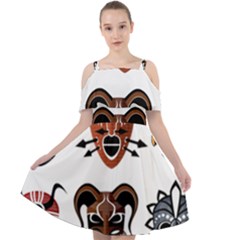 Tribal-masks-african-culture-set Cut Out Shoulders Chiffon Dress by 99art