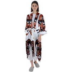 Tribal-masks-african-culture-set Maxi Satin Kimono by 99art