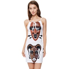 Tribal-masks-african-culture-set Summer Tie Front Dress by 99art