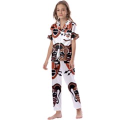 Tribal-masks-african-culture-set Kids  Satin Short Sleeve Pajamas Set by 99art