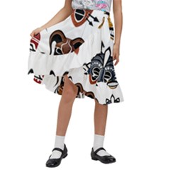 Tribal-masks-african-culture-set Kids  Ruffle Flared Wrap Midi Skirt