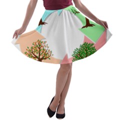 Seasons-of-the-year-year-tree A-line Skater Skirt by 99art