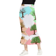 Seasons-of-the-year-year-tree Maxi Fishtail Chiffon Skirt by 99art