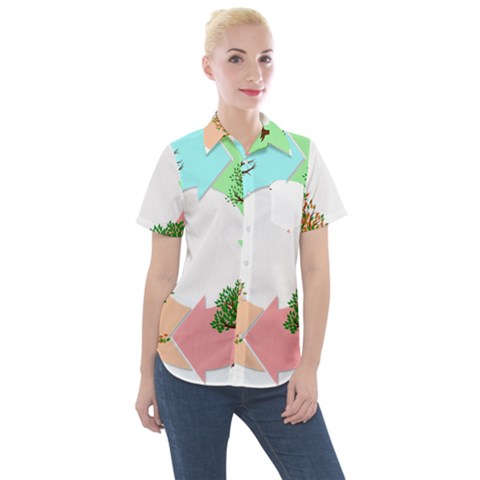 Seasons-of-the-year-year-tree Women s Short Sleeve Pocket Shirt by 99art