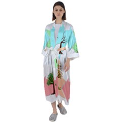 Seasons-of-the-year-year-tree Maxi Satin Kimono by 99art