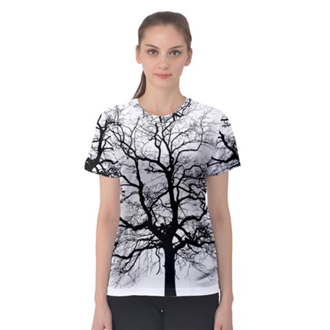 Tree-silhouette-winter-plant Women s Sport Mesh Tee by 99art