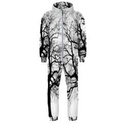 Tree-silhouette-winter-plant Hooded Jumpsuit (men) by 99art