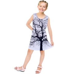 Tree-silhouette-winter-plant Kids  Tunic Dress by 99art