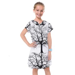 Tree-silhouette-winter-plant Kids  Drop Waist Dress by 99art