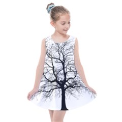 Tree-silhouette-winter-plant Kids  Summer Dress by 99art