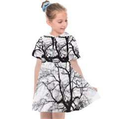 Tree-silhouette-winter-plant Kids  Sailor Dress by 99art