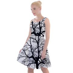 Tree-silhouette-winter-plant Knee Length Skater Dress by 99art