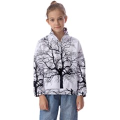 Tree-silhouette-winter-plant Kids  Half Zip Hoodie