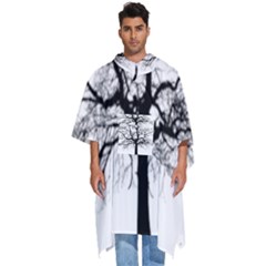 Tree-silhouette-winter-plant Men s Hooded Rain Ponchos