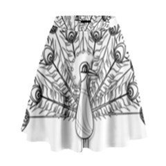 Peacock-plumage-display-bird High Waist Skirt