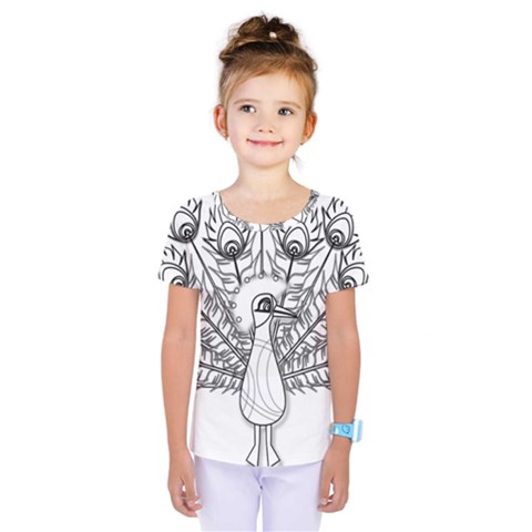 Peacock-plumage-display-bird Kids  One Piece Tee by 99art