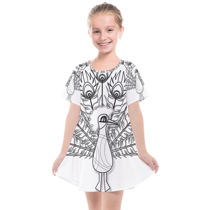 Peacock-plumage-display-bird Kids  Smock Dress