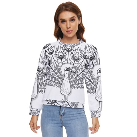 Peacock-plumage-display-bird Women s Long Sleeve Raglan Tee by 99art