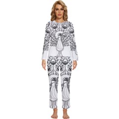 Peacock-plumage-display-bird Womens  Long Sleeve Lightweight Pajamas Set by 99art