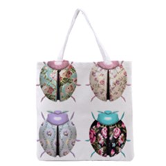 Ladybug-flower-pattern-shabby-chic Grocery Tote Bag by 99art