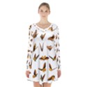 Butterfly Butterflies Insect Swarm Long Sleeve Velvet V-neck Dress View1