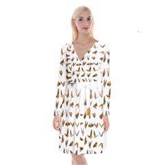 Butterfly Butterflies Insect Swarm Long Sleeve Velvet Front Wrap Dress by 99art