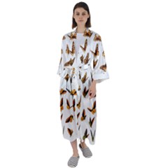 Butterfly Butterflies Insect Swarm Maxi Satin Kimono by 99art