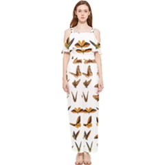 Butterfly Butterflies Insect Swarm Draped Sleeveless Chiffon Jumpsuit by 99art