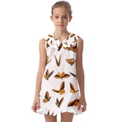 Butterfly Butterflies Insect Swarm Kids  Pilgrim Collar Ruffle Hem Dress by 99art