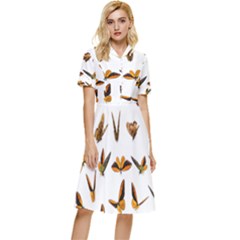 Butterfly Butterflies Insect Swarm Button Top Knee Length Dress by 99art