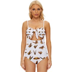 Butterfly Butterflies Insect Swarm Knot Front One-piece Swimsuit by 99art