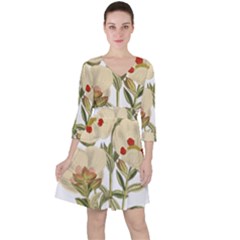 Nature-flower-leaf-plant-isolated Quarter Sleeve Ruffle Waist Dress by 99art