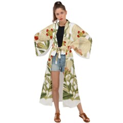 Nature-flower-leaf-plant-isolated Maxi Kimono by 99art