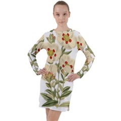 Nature-flower-leaf-plant-isolated Long Sleeve Hoodie Dress by 99art