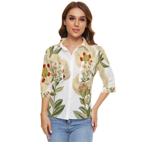 Nature-flower-leaf-plant-isolated Women s Quarter Sleeve Pocket Shirt by 99art