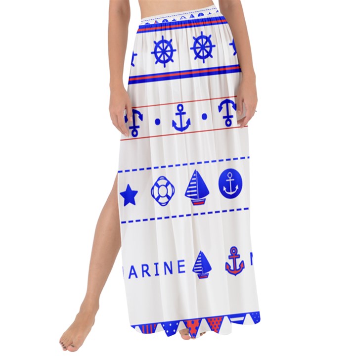 Marine Nautical Clip Art Maxi Chiffon Tie-Up Sarong