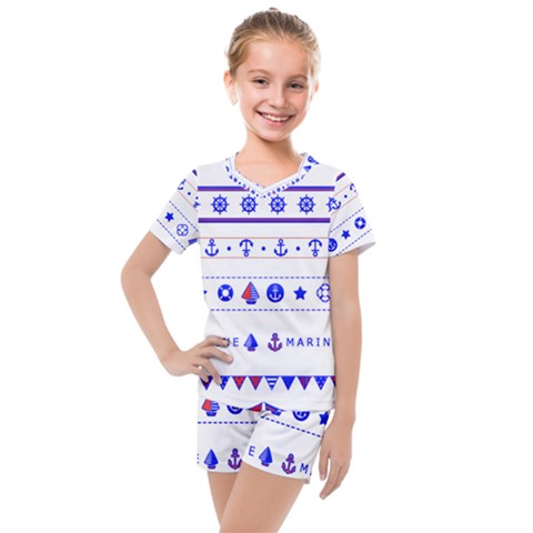 Marine Nautical Clip Art Kids  Mesh Tee And Shorts Set by 99art