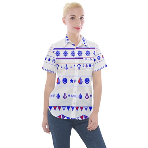 Marine Nautical Clip Art Women s Short Sleeve Pocket Shirt by 99art