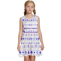 Marine Nautical Clip Art Kids  Sleeveless Tiered Mini Dress by 99art