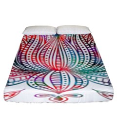 Lotus Feathers Boho Watercolor Fitted Sheet (king Size) by 99art