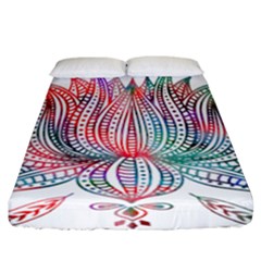 Lotus Feathers Boho Watercolor Fitted Sheet (california King Size) by 99art