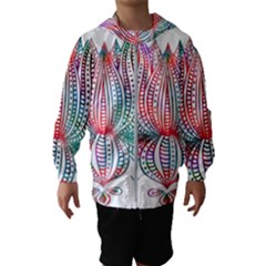 Lotus Feathers Boho Watercolor Kids  Hooded Windbreaker