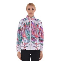 Lotus Feathers Boho Watercolor Women s Bomber Jacket